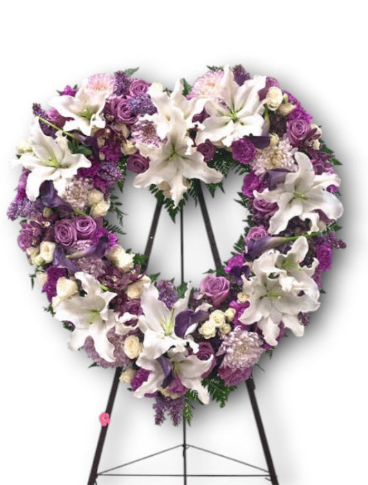 Lavender and White Heart Wreath