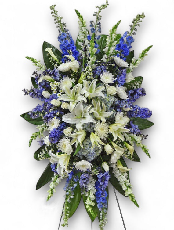 Blue and White Standing Spray