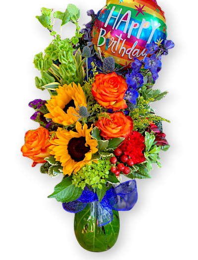 Birthday Flowers with Balloon