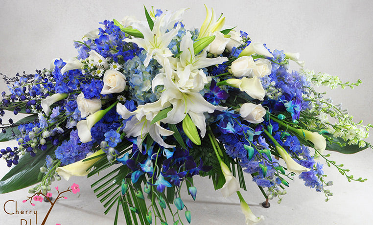Blue Casket Spray-Half Cover
