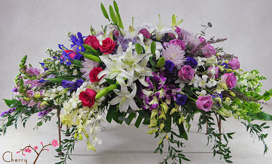 Restful Garden Casket Spray- Half Cover