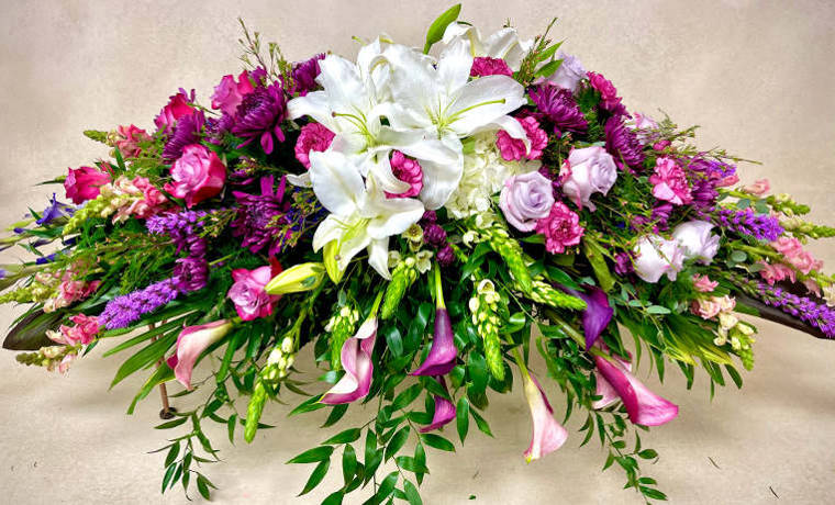 Passionate Purple Casket Spray- Half Cover