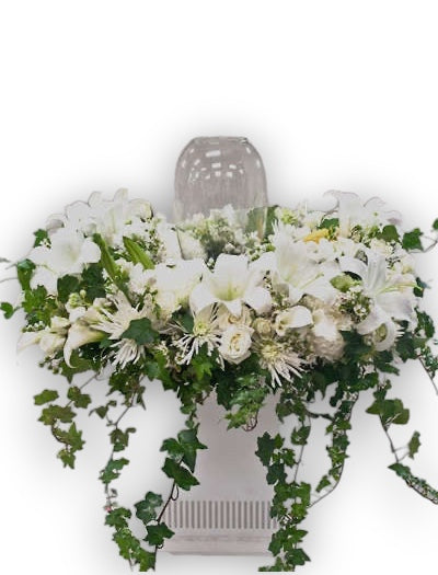 All White Cremation Flowers