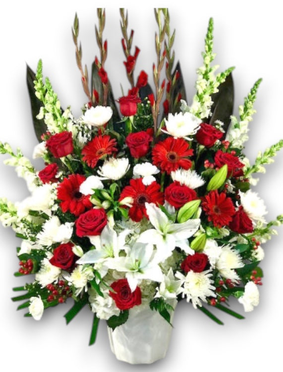 Red and White Urn