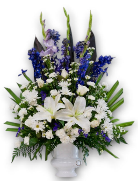 Stately Blue and White Urn